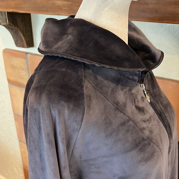 Eileen West Charcoal Grey Lux Velour Short Bed Jacket, S/M! - Picture 7 of 12
